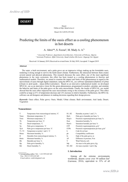 Predicting the Limits of the Oasis Effect As a Cooling Phenomenon in Hot Deserts