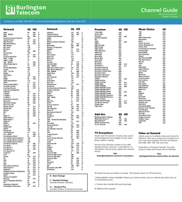 Channel Guide Effective February 2017 *Subject to Change