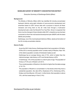 Baseline Survey of Minority Concentration District