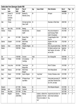 1868 Deaths Glamorgan Gazette
