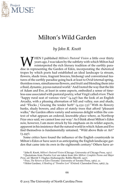 Milton's Wild Garden