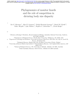 Phylogenomics of Monitor Lizards and the Role of Competition in Dictating Body Size Disparity