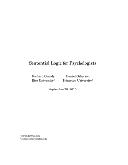 Sentential Logic Primer