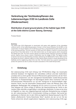 Verbreitung Der Teichbodenpflanzen Des Lebensraumtyps 3130 Im Landkreis Celle (Niedersachsen)