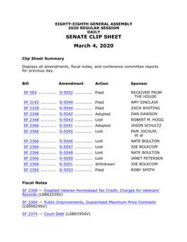 SENATE CLIP SHEET March 4, 2020