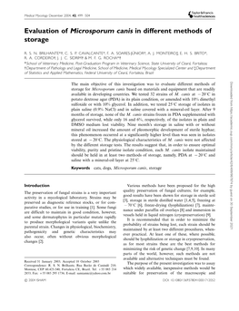 Evaluation of Microsporum Canis in Different Methods of Storage