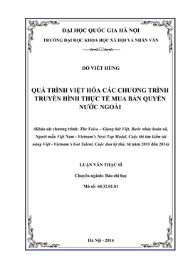 Vấn Đề Việt Hóa Các Chương Trình Truyền Hình Thực Tế Mua Bản Quyền