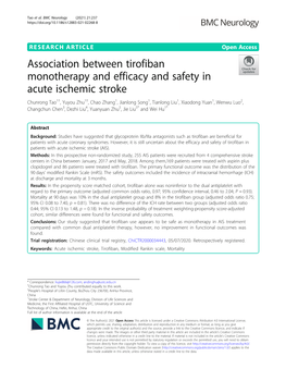 Association Between Tirofiban Monotherapy and Efficacy And