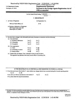 Received by NSD/FARA Registration Unit 12/29/2018 1:43:48 PM OMB No