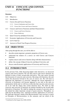 UNIT 11 CONCAVE and CONVEX Functions FUNCTIONS*