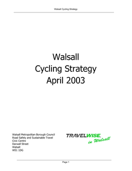 Walsall Cycling Strategy April 2003