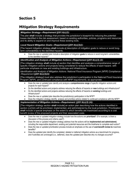 Mitigation Strategy Requirements