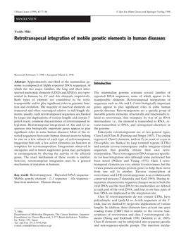 Retrotransposal Integration of Mobile Genetic Elements in Human Diseases