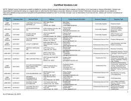 Certified Vendors List