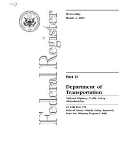 Department of Transportation National Highway Traffic Safety Administration