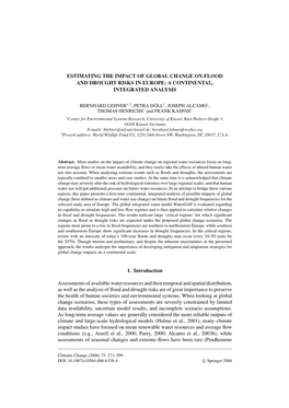 Estimating the Impact of Global Change on Flood and Drought Risks in Europe: a Continental, Integrated Analysis