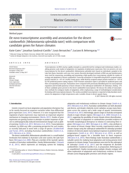 De Novo Transcriptome Assembly and Annotation for the Desert Rainbowfish