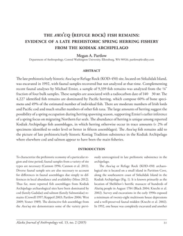 The Awa'uq (Refuge Rock ) Fish Remains Evidence of a Late Prehistoric Spring