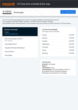 121C Bus Time Schedule & Line Route