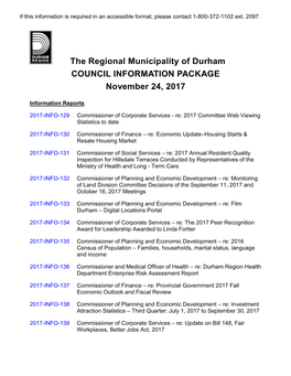 COUNCIL INFORMATION PACKAGE November 24, 2017