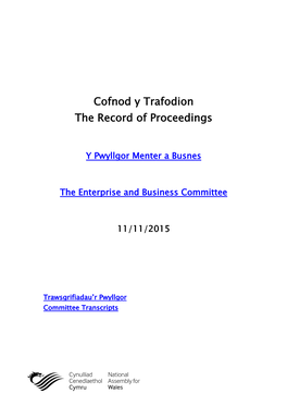 Cofnod Y Trafodion the Record of Proceedings