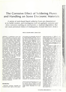 The Corrosive Effect of Soldering Fluxes and Handling on Some