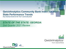 Qwickanalytics Community Bank Index (QCBI) State Performance Trends Key Industry Trends for the 