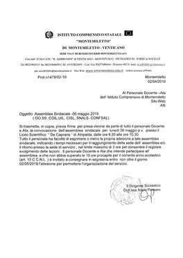 @ Istituto Comprensivo Srarale E ''MONTEMILETTO'' DI MONTEMILETTO - VENTICANO