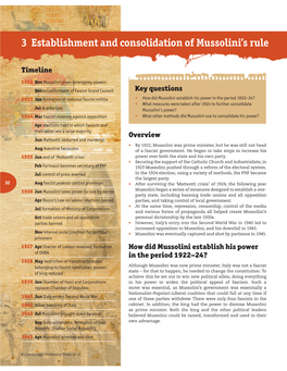 3 Establishment and Consolidation of Mussolini's Rule