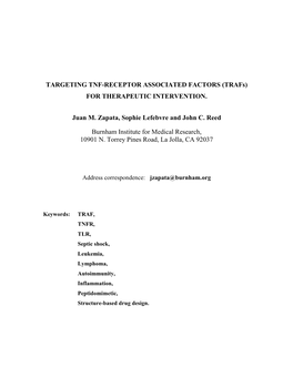TARGETING TNF-RECEPTOR ASSOCIATED FACTORS (Trafs) for THERAPEUTIC INTERVENTION