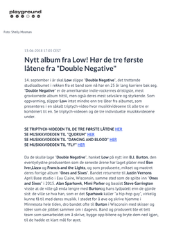 Nytt Album Fra Low! Hør De Tre Første Låtene Fra "Double Negative"