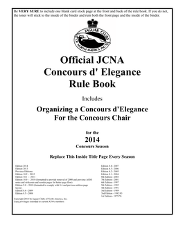 Official JCNA Concours D' Elegance Rule Book