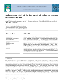 Anthropological Study of the First Decade of Muharram Mourning Ceremonies in Kerman