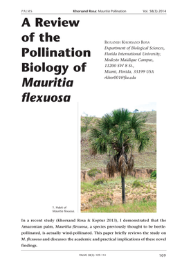 A Review of the Pollination Biology of Mauritia Flexuosa
