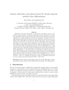 Generic Related-Key and Induced Chosen IV Attacks Using the Method of Key Diﬀerentiation