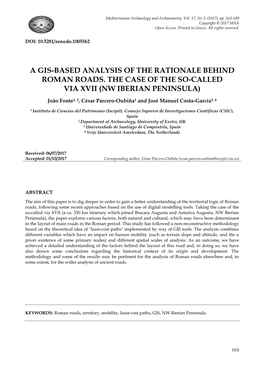 A Gis-Based Analysis of the Rationale Behind Roman Roads