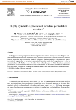 Highly Symmetric Generalized Circulant Permutation Matricesୋ