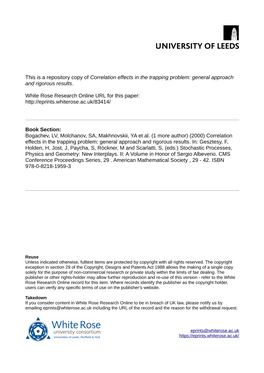 Correlation Effects in the Trapping Problem: General Approach and Rigorous Results