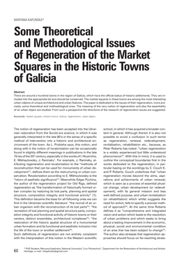 Some Theoretical and Methodological Issues of Regeneration of the Market Squares in the Historic Towns of Galicia
