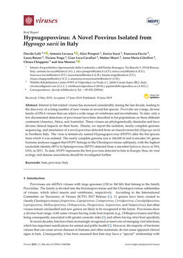 Hypsugopoxvirus: a Novel Poxvirus Isolated from Hypsugo Savii in Italy