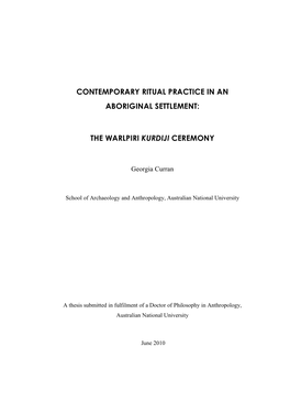 The Warlpiri Kurdiji Ceremony