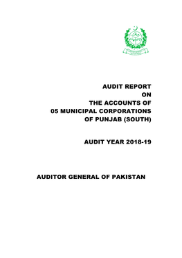 Audit Report on the Accounts of 05 Municipal Corporations of Punjab (South)