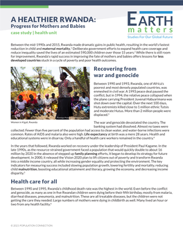 A HEALTHIER RWANDA: Progress for Mothers and Babies Case Study | Health Unit Studies for Our Global Future