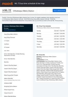 ML-72 Bus Time Schedule & Line Route