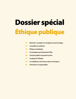 Dossier Spécial Éthique Publique