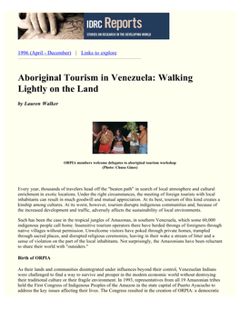 Aboriginal Tourism in Venezuela: Walking Lightly on the Land by Lauren Walker