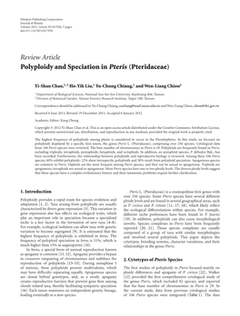 Polyploidy and Speciation in Pteris (Pteridaceae)