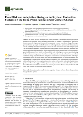 Flood Risk and Adaptation Strategies for Soybean Production Systems on the Flood-Prone Pampas Under Climate Change