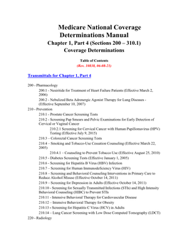 Medicare National Coverage Determinations Manual, Chapter 1