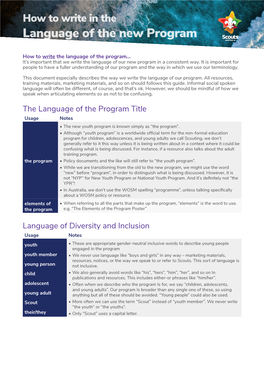 Language of the New Program